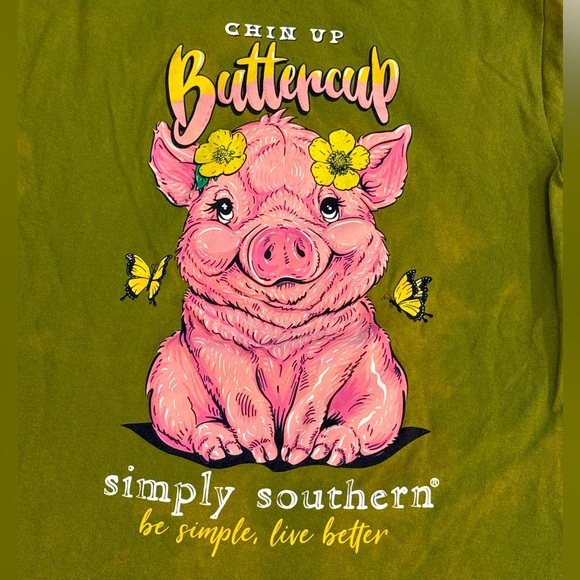 Simply Southern ‘Chin Up Buttercup’ Long Sleeve T-Shirt- Youth Small - Picture 6 of 6